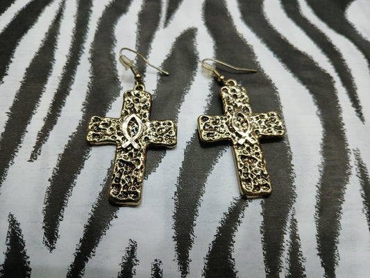 Gold Cross Earrings