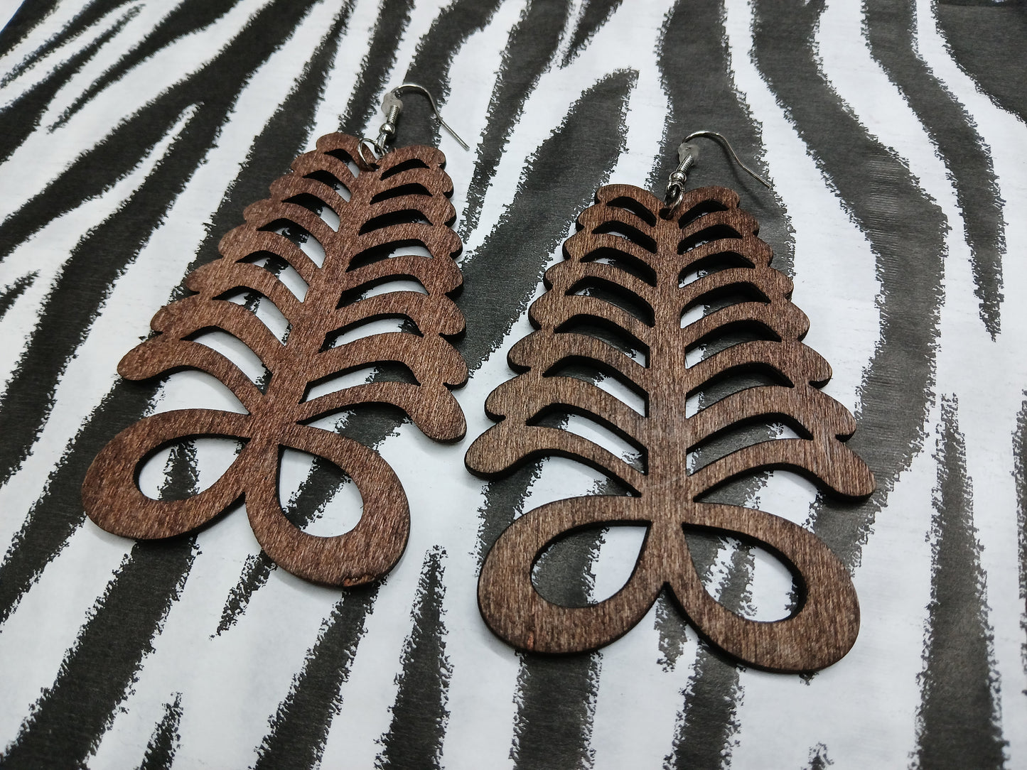 Leaf Wooden Earrings (Dark)