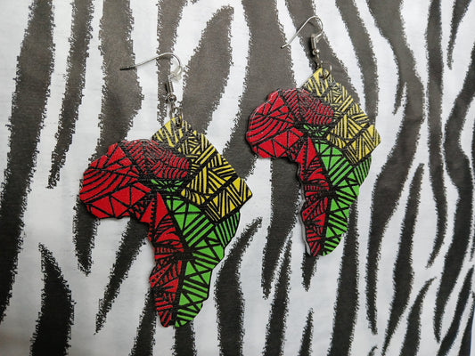 African Power Wooden Earrings