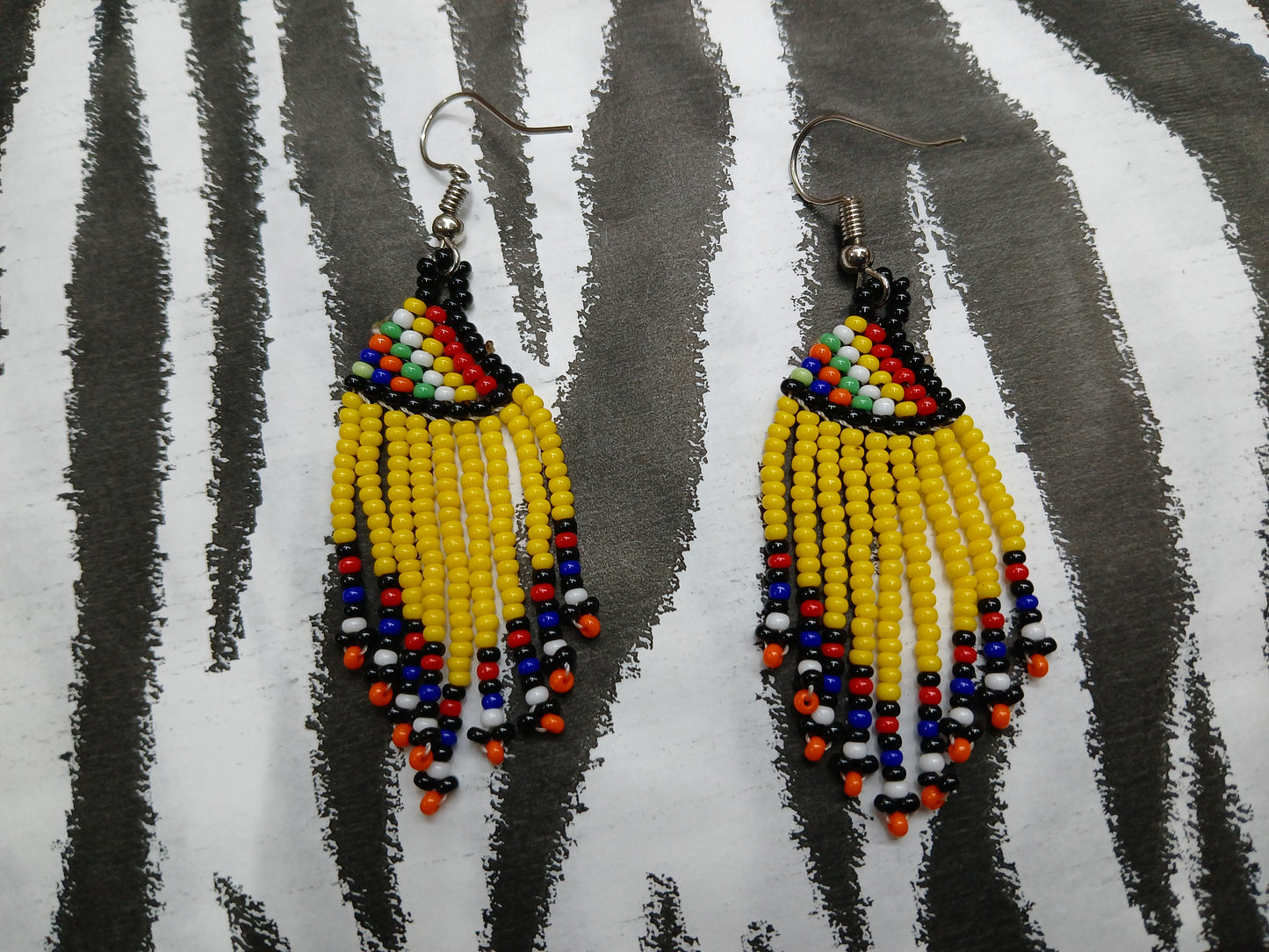 Beaded Dangle Earrings (Yellow)