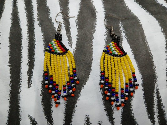 Beaded Dangle Earrings (Yellow)
