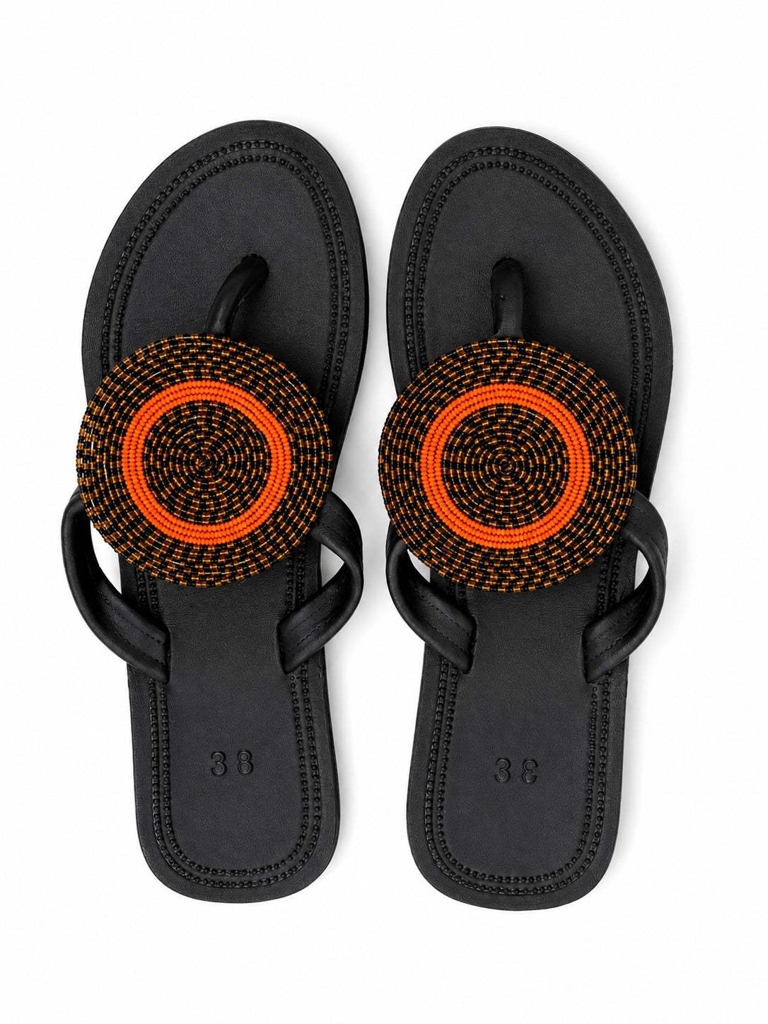 Handcrafted African Beaded Leather Sandals
