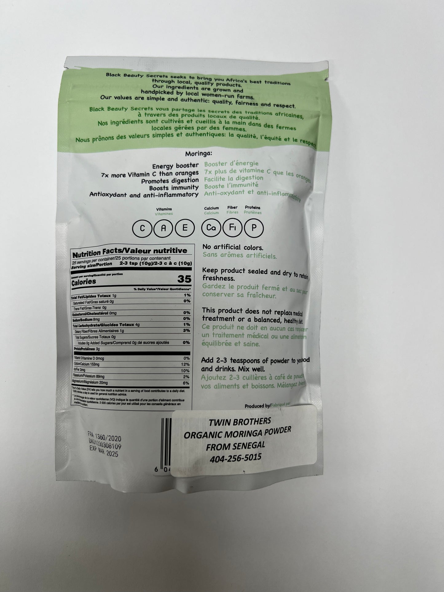 Twin Brothers Moringa Powder - Black Beauty Secrets