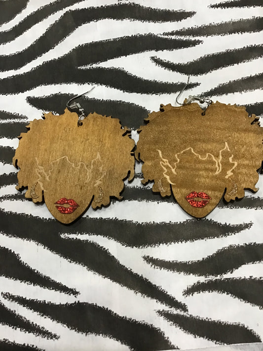 Afro Wooden Earrings