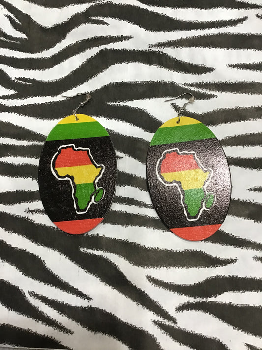 Africa Rasta Wooden Earrings