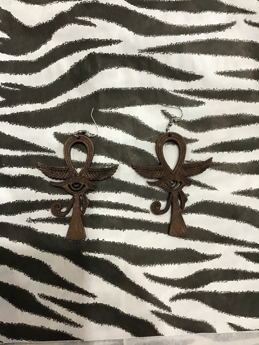 Ankh & Ra Wooden Earrings
