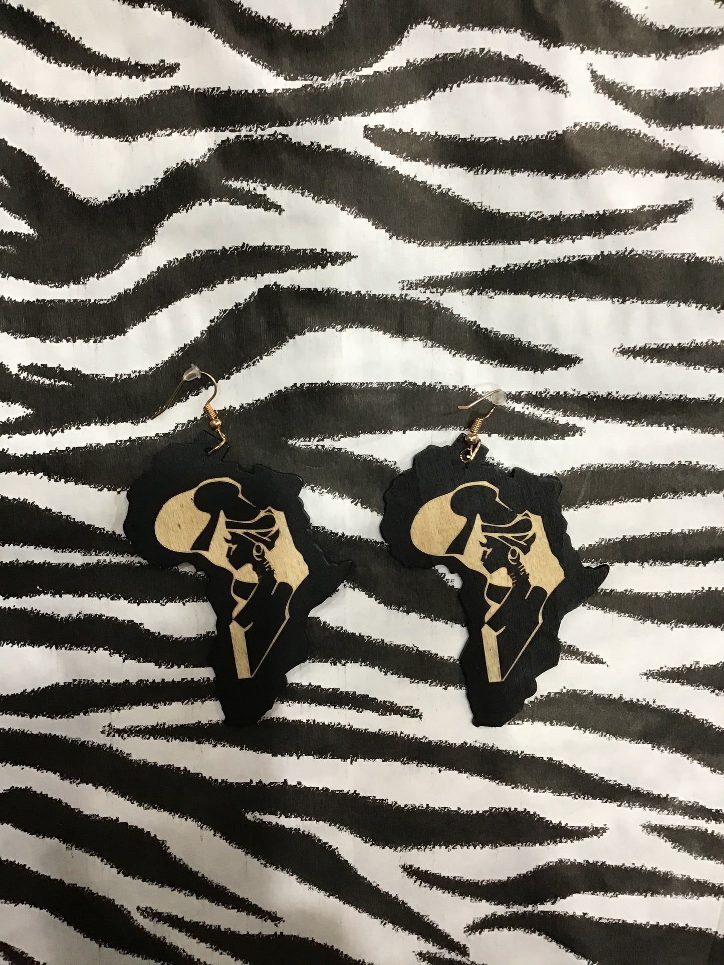 African Hawker Wooden Earrings