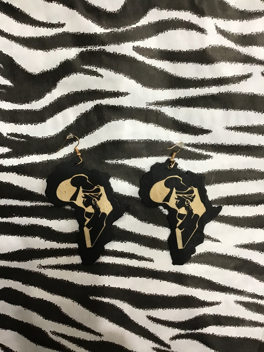 African Hawker Wooden Earrings