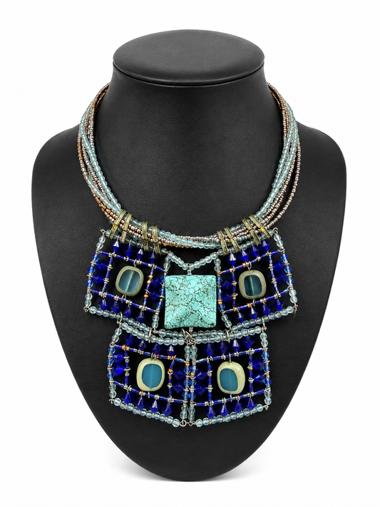 Azure Mosaic Statement Necklace