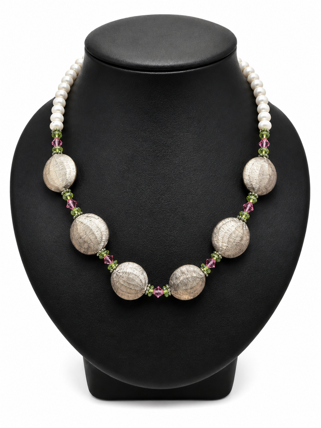 Pearl & Silver Disc Necklace
