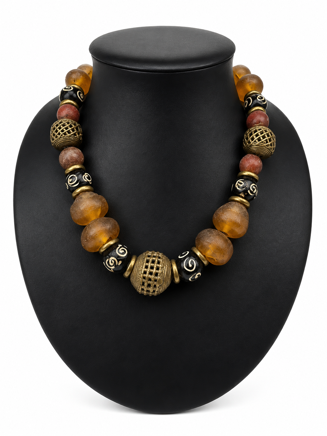 ZZ7- Ashanti Gold Trade Bead Necklace
