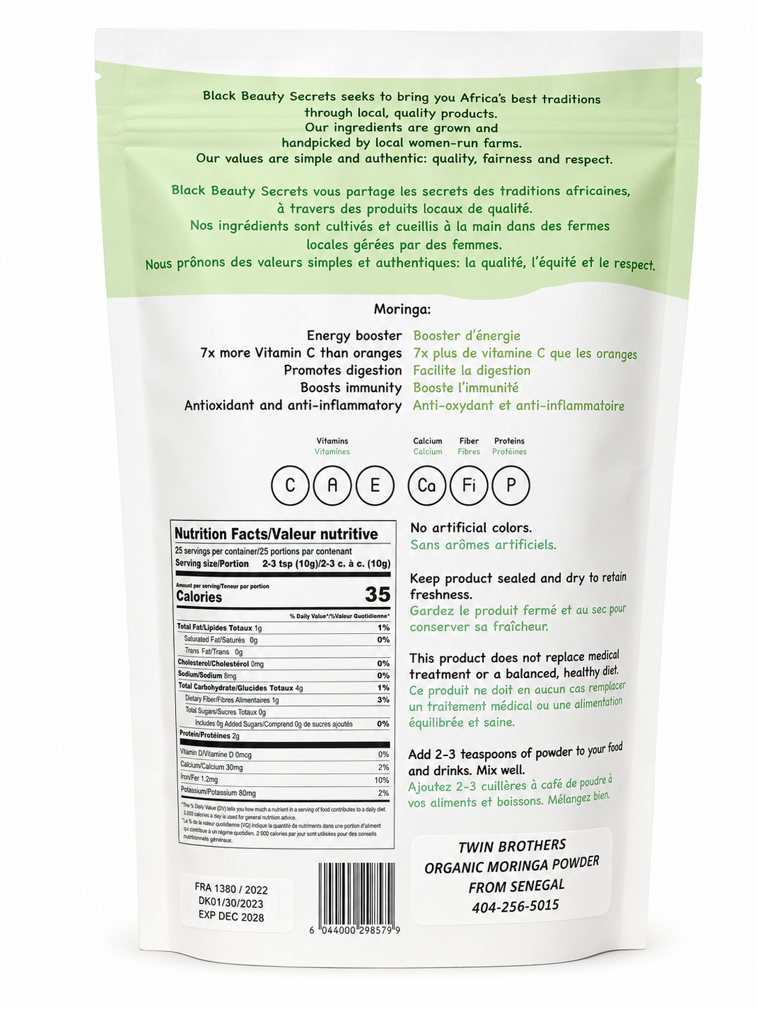Twin Brothers Moringa Powder - Black Beauty Secrets