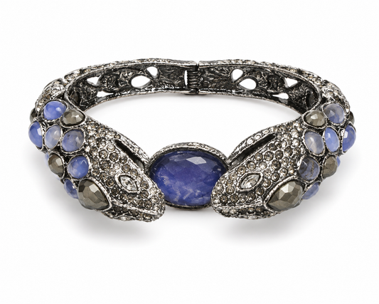Jardin de Papillon Ruthenium & Gold Snake Sodalite Cabochon Bracelet