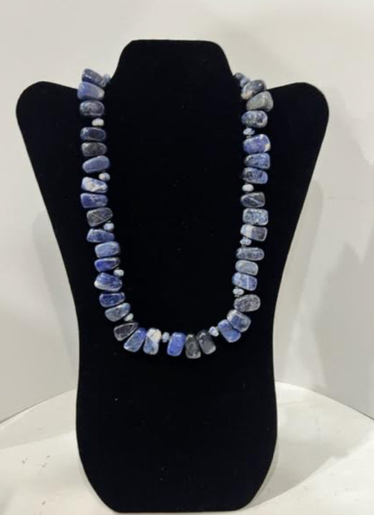 “Blue Lava” handmade stone necklace