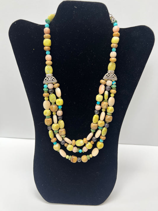 Chunky Yellow and Turquoise & Sterling